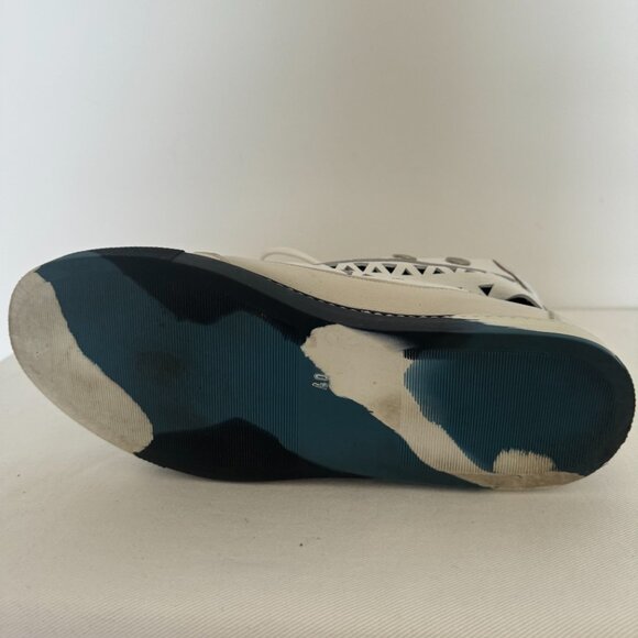 Free People Connor Hi Top Blue and White Laser Cut and Studded Sneaker Size 40 - Picture 9 of 11